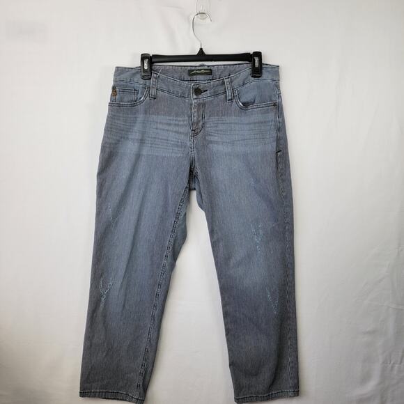 Eddie Bauer Women's Striped Distressed Denim Cropped Pants Size 8 - Picture 14 of 15